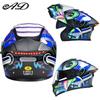 Full Face Motorcycle Helmet With LED Tail Light Feature Unisex Flip-Up Design Off-Road Street Riding All Season ABS