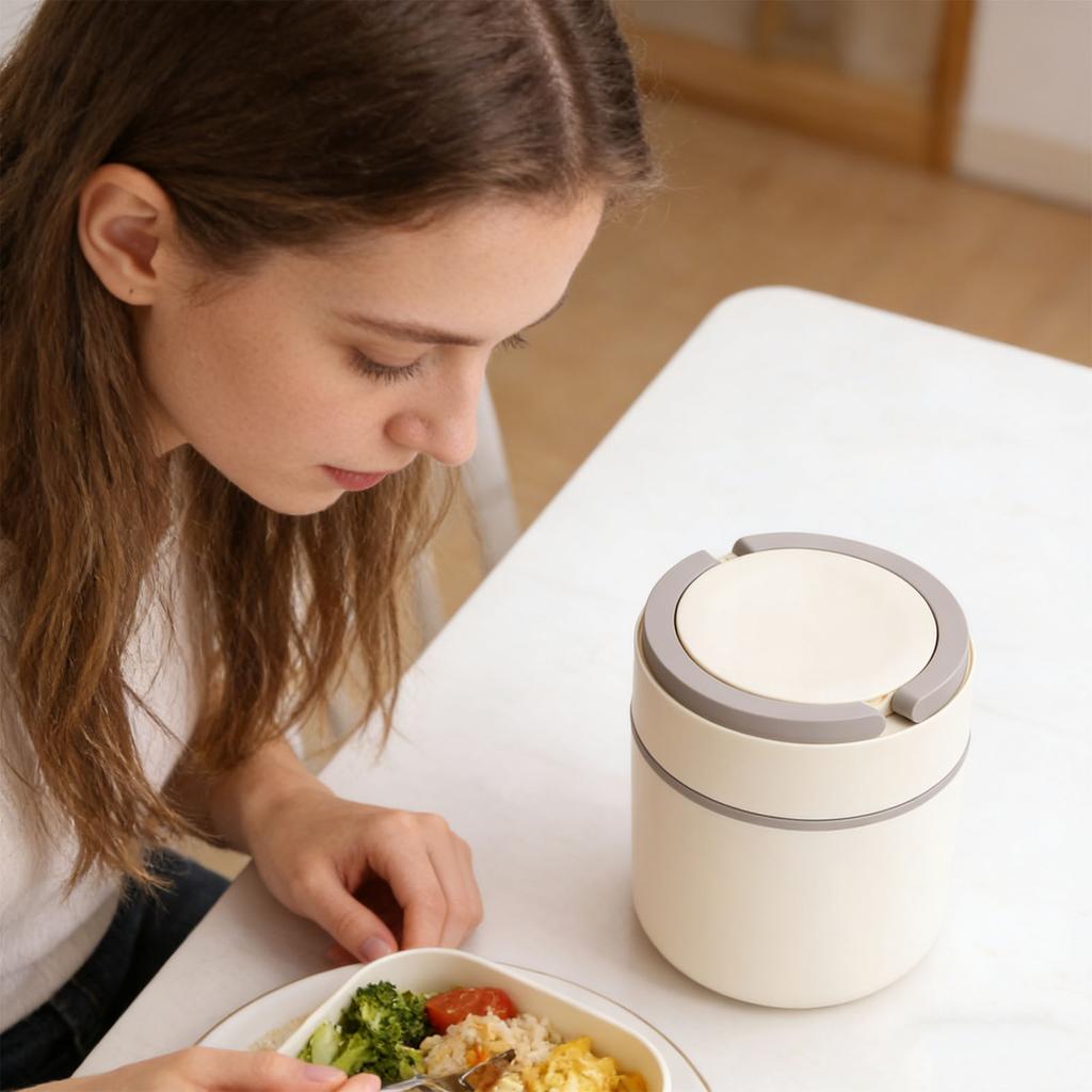 Portable Insulated Soup Cup Thermal Breakfast Mug with Lid Heatable 304 Stainless Steel for Travel Soup Rice Porridge