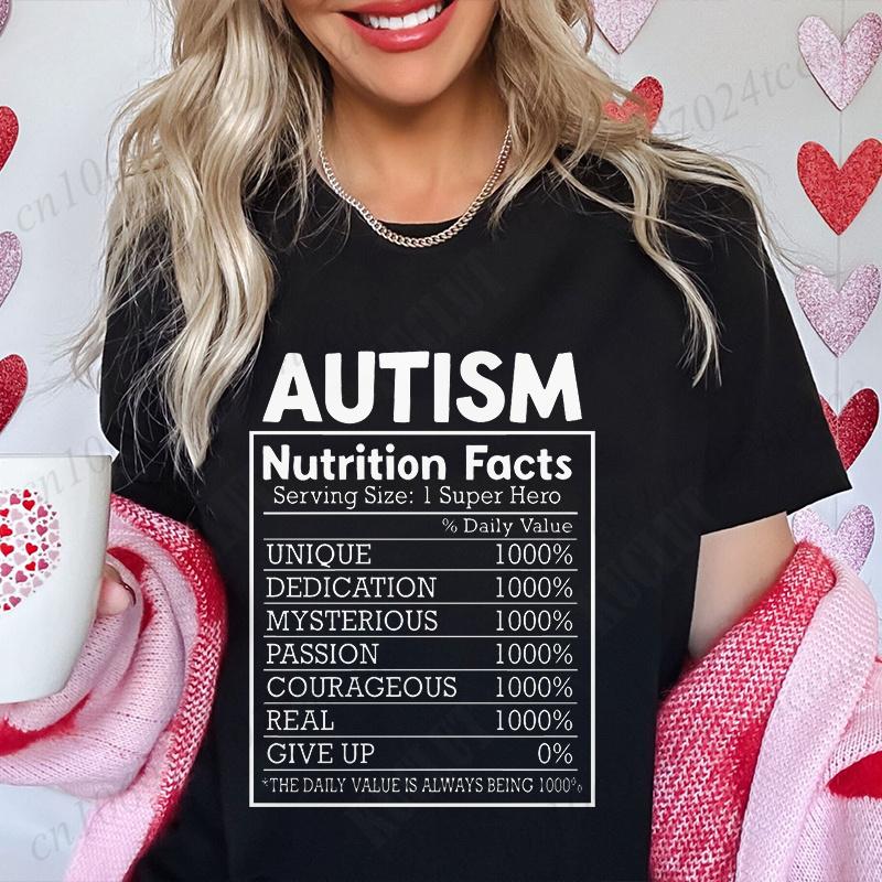 Female Clothing Autism Nutrition Shirt for Women Autism Awareness Month T-shirts Autism Quote Summer Tees Acceptance Y2k Tops