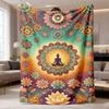 2026 New Flannel Blanket Release 1pc Mandala Meditation Throw - Soft, Warm, And Comfortable with a Bright Yoga-Inspired Pattern, Great for Sofa, Bed,