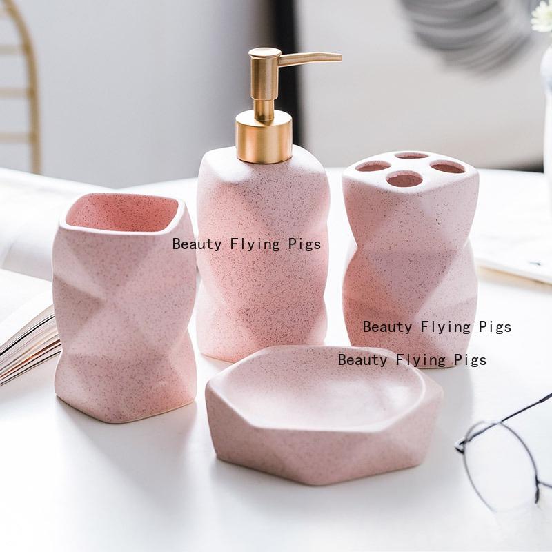 Ceramic Bathroom Wash Set Bathroom Supplies Toothbrush Cup Toothbrush Cup Soap Dish Lotion Bottle Household Toiletries Set