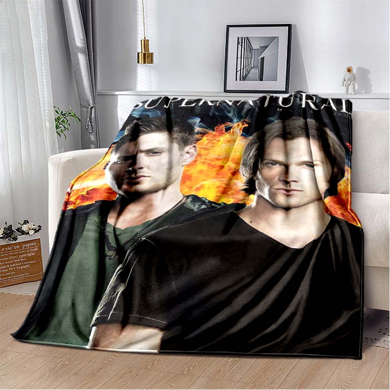 2026 New Supernatural Dean Sam Printed Blanket flannel Sofa Bed Cover for Four Seasons Comfortable Sleep Portable Warm Blanket