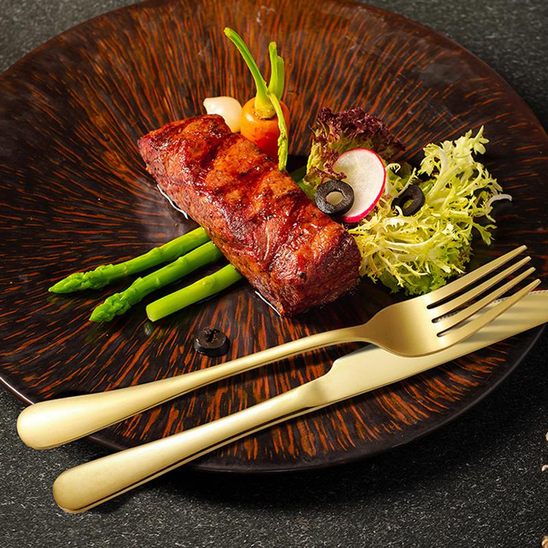 6/30pcs Golden Stainless Steel Tableware Knife, Fork and Spoon Hotel Thickened Western Tableware Steak Knife, Fork and Spoon Set