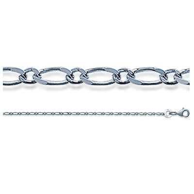 [R7730] - Stříbrný stříbrný řetízek 'Figaro' (rhodium) - 50 cm 1. 4 mm
