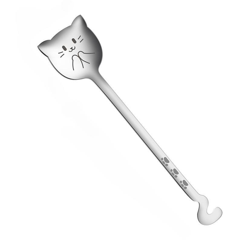 Long Tail Cat Coffee Spoon Tea Spoon 304 Stainless Steel Funny Coffee Spoon Tableware Teaspoon Mini Spoon Kitchen Accessories