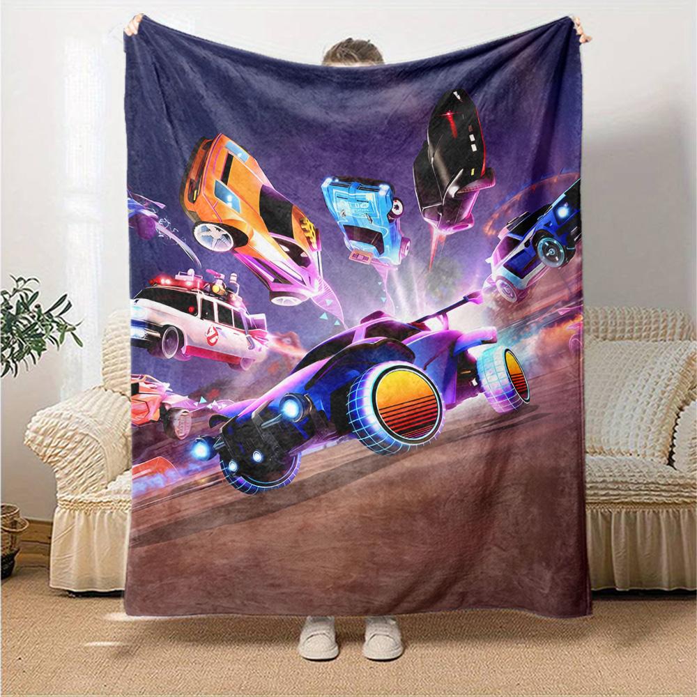 1 Stück Decke - Spiel Rocket League Print Design, Leichte Decke für Sofa, Bett - Weich & Warm, Geschenk für Alle Jahreszeiten
