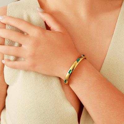 Yingtai Zirkon Armband: Edelstahl mit vakuumplattiertem 18k Gold, fein poliert, europäischer & amerikanischer Stil, Ins Schnallenverschluss für Damen