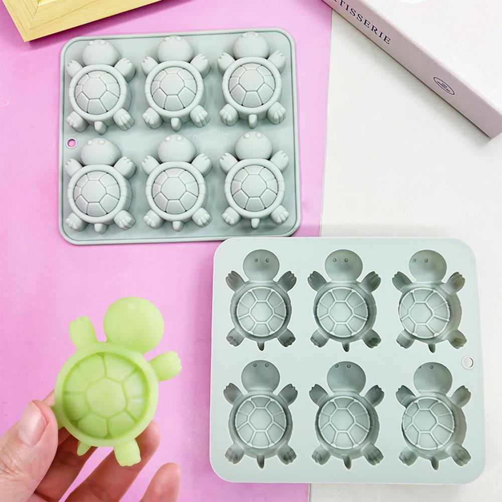 6-piece Turtle Shape Food Grade Silicone Mold Unique Cake Pudding Baking Fun Mould Iced Beverage Making Tools