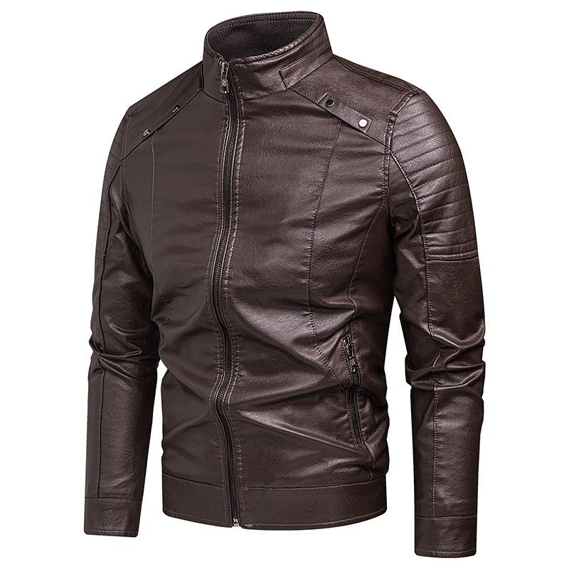 Autumn and Winter New Men's Korean Fashion Stand-up Collar Jacket Leather Jacket Tide