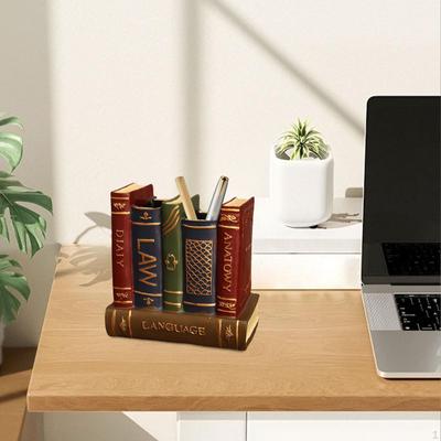 Resin Pen Holder Book Shaped Pencil Cup Storage Decorative Organizer Makeup Brush for