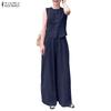 ZANZEA Women Sleeveless Tank Tops and Pants Casual Two Piece Suit Sets