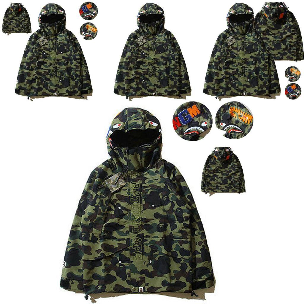 Heren A Bathing Ape Haaienkop Camouflage Hoodie Jas Met Zacht Ademend Materiaal