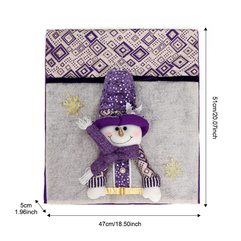 Christmas Chair Cover Home Xmas New Year Decoration Supplies Chair Seat Cover 3D Santa Claus Snowman Elk Chair Back Cover