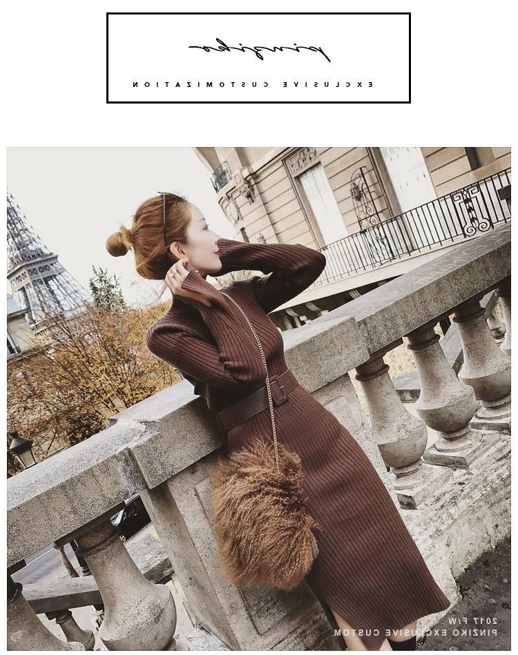 Autumn/Winter 2025 High-Neck Knit Wool Split Dress