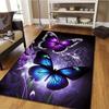 Vibrant Butterfly and Purple Flower Rug for Modern Living Spaces - Unique Floor Decor, 3D Art Carpet, Contemporary Design