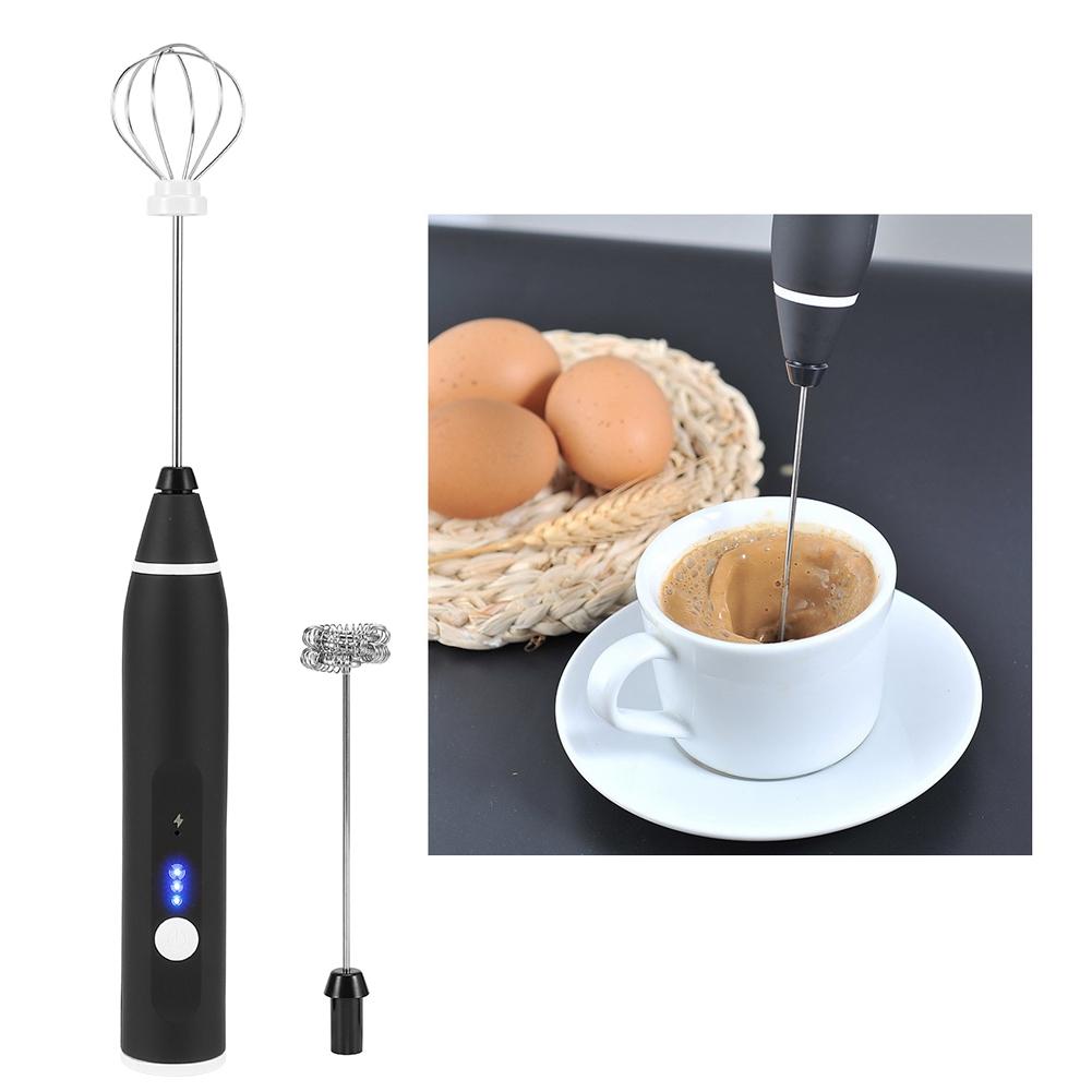 3 Speeds USB Rechargeable Electric Milk Frother Handheld Coffee Mixer Stirrer Egg Beater