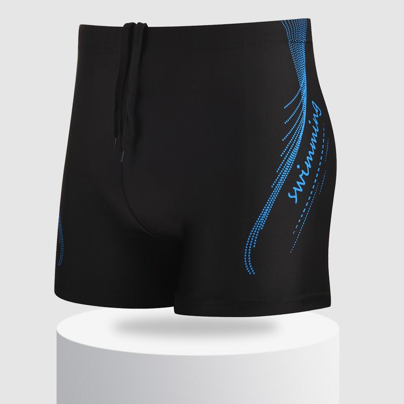 Men's Quick-Dry, Anti-Embarrassment Color-Block Swim Boxer Shorts, Loose Fit, Large Size