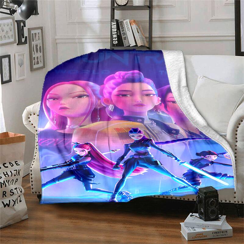KPOP Hunter Flannel Blanket Soft Warm All-Season Throw, Design for Camping, Car Travel, Hiking Sofa, Bed, Office Perfect Gift for Parties