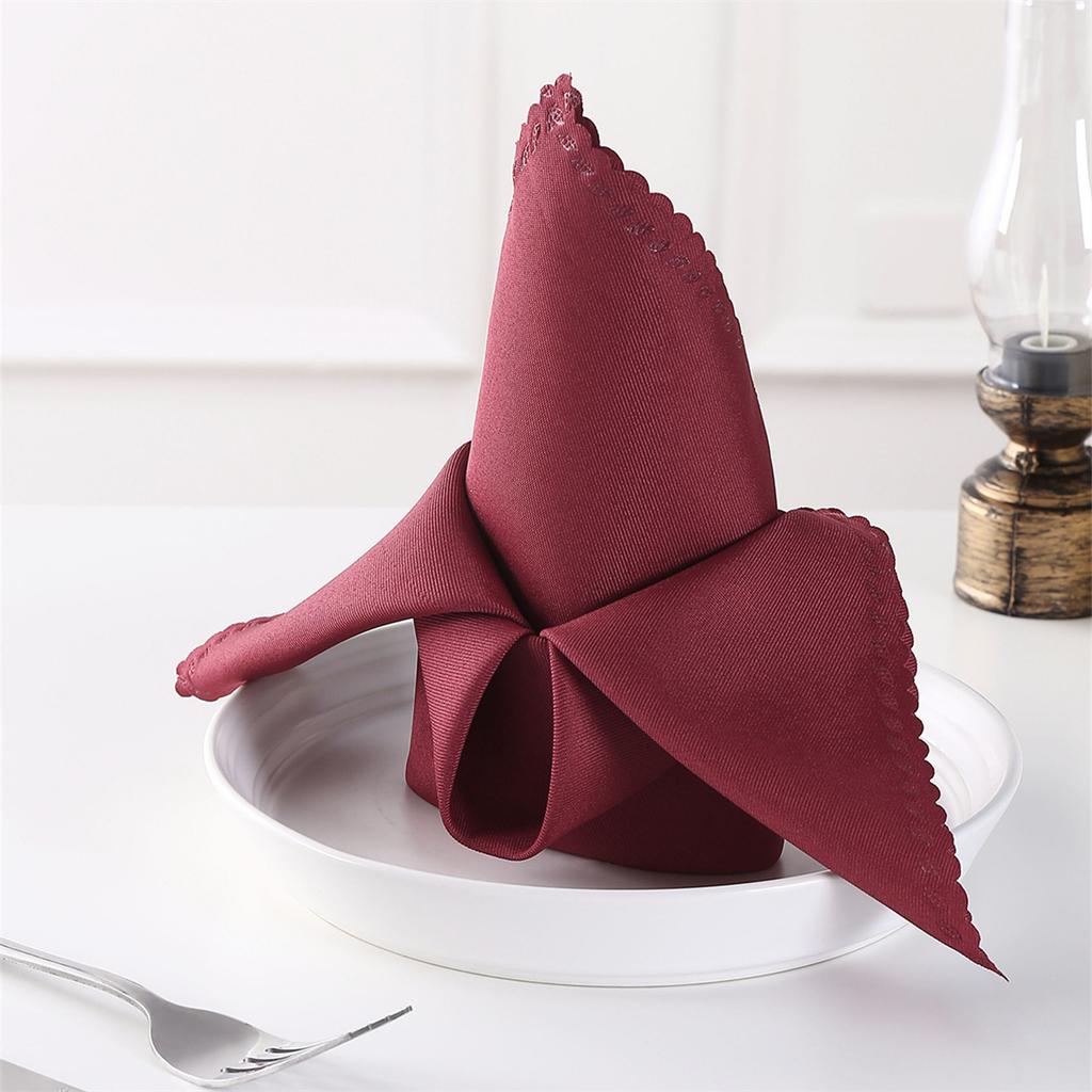 Set of 6 Cloth Napkins 48x48cm Washable Polyester Luxury Dinner Soft Damask Cocktails Premium Quality Fabric Fancy Table Napkins
