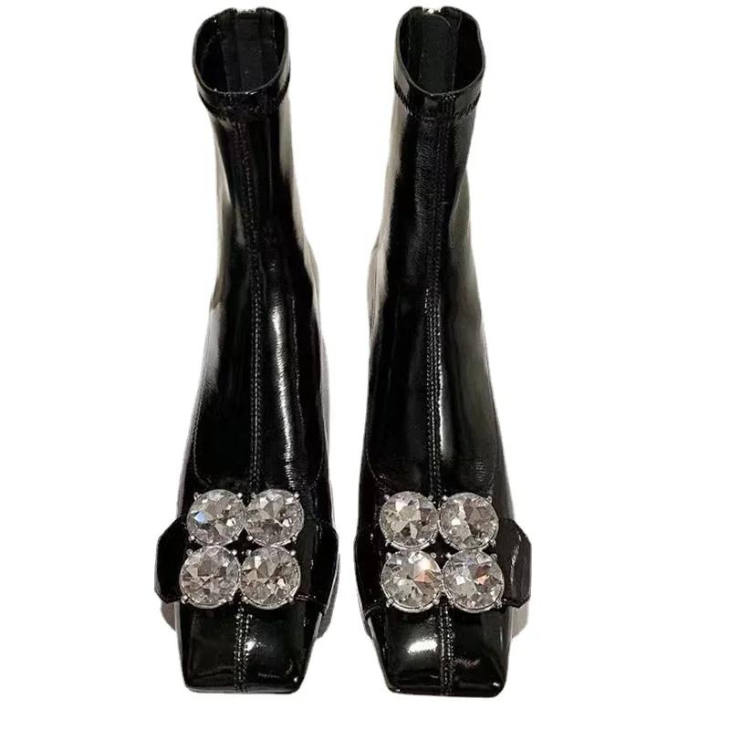 Winter New Designer Crystal Chelsea Boots Women Ankle Snow Boots High Heels Casual Shoes Sexy Pumps Gladiator Goth Bottines