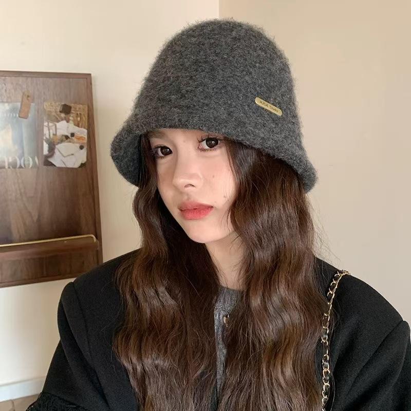 New Wool Woolen Bucket Hat, High-end British Style Women's Warm and Fashionable Bucket Hat, Small Standard Basin Hat