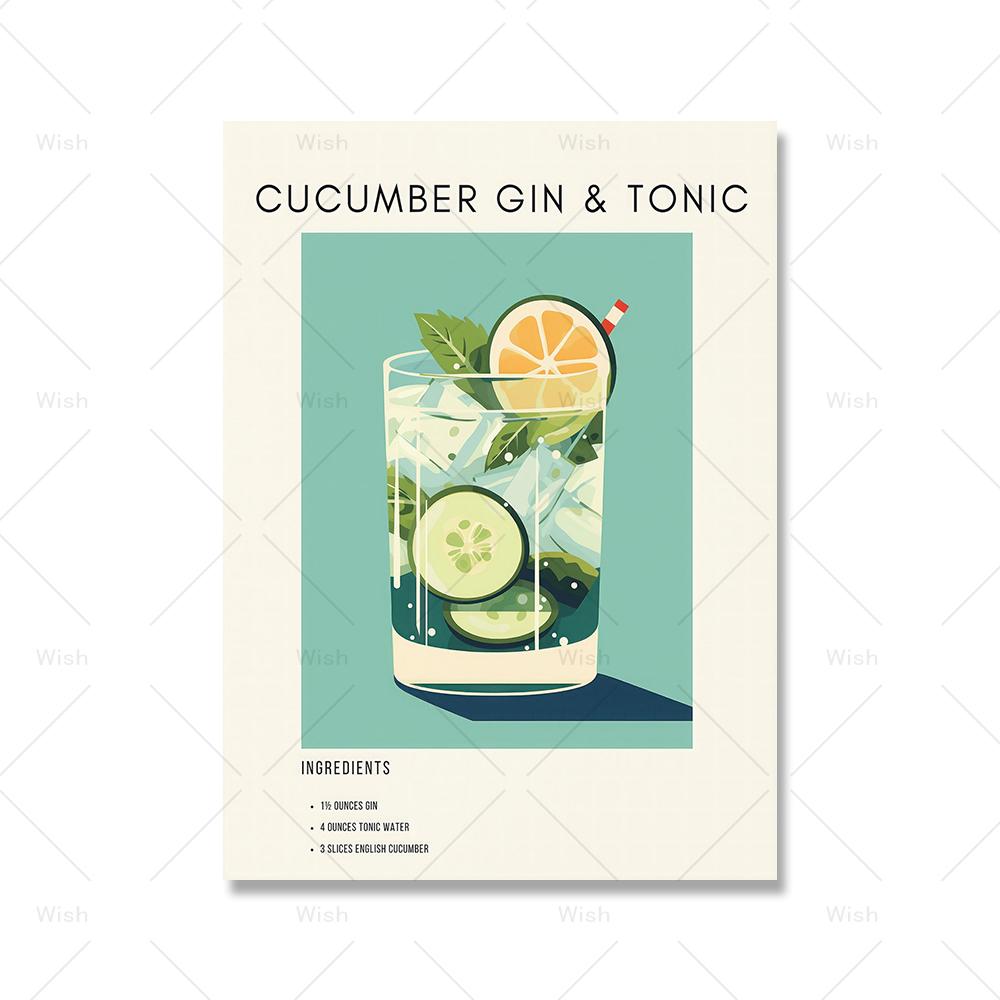 Cocktail Mai Tai Caipirinha Cin & Tonic Bar Vintage Wall Art Canvas Painting Nordic Posters And Prints Picture For Kitchen Decor