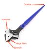 4 In 1 Multifunction Adjustable Wrenches with Hammer Crowbar Function 16 Inch Grip Tool Pipe Wrench Plumbing Repair Tooling