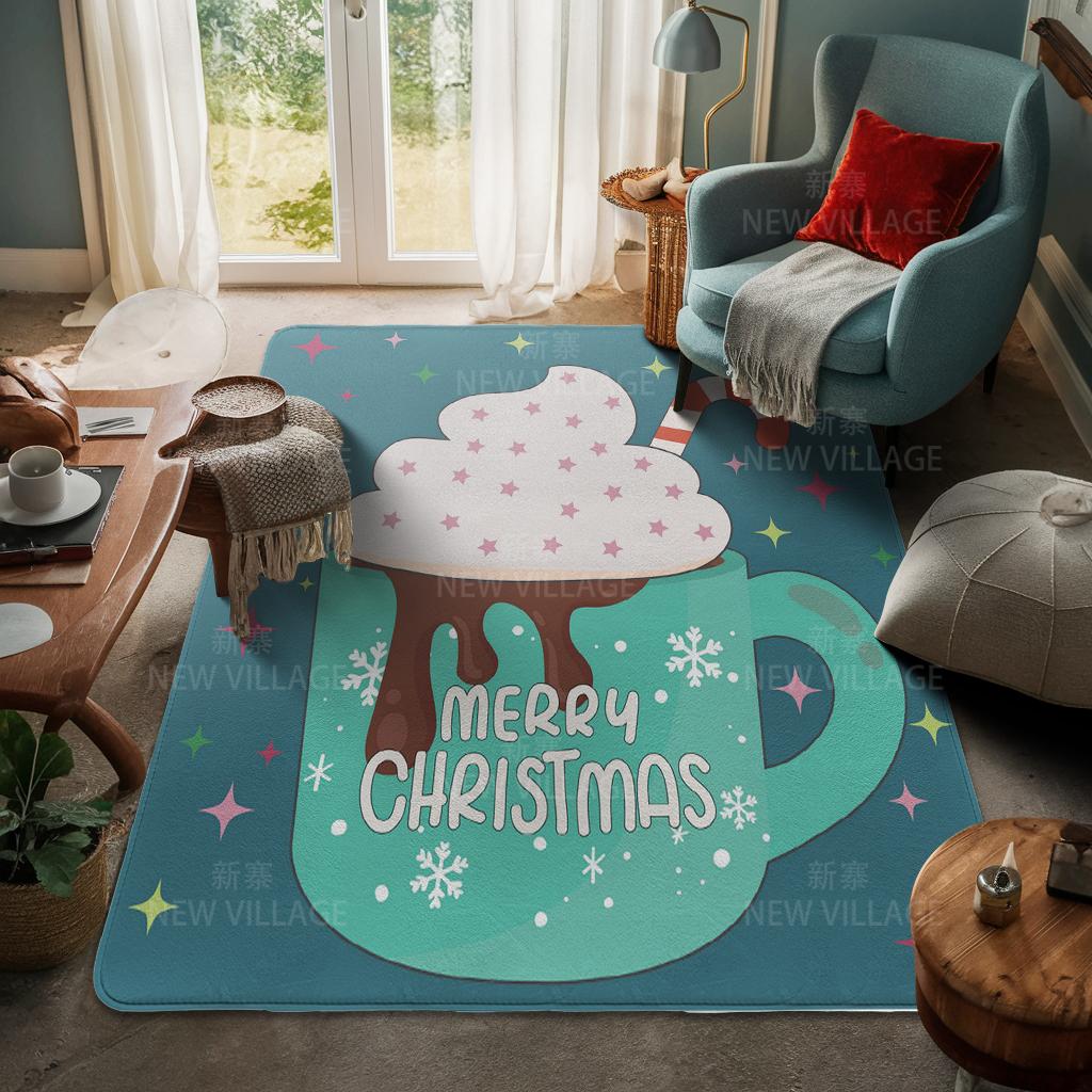 House Entrance Carpet Home Door Mat Living Room Bath Foot Bathroom Non-slip Water Absorption Rugs Bath Merry Christmas Winter