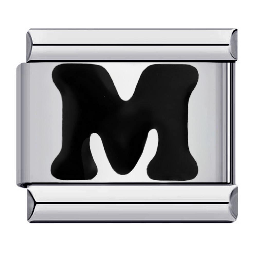 

Итальянский браслет-шарм с инициалом из черной нержавеющей стали