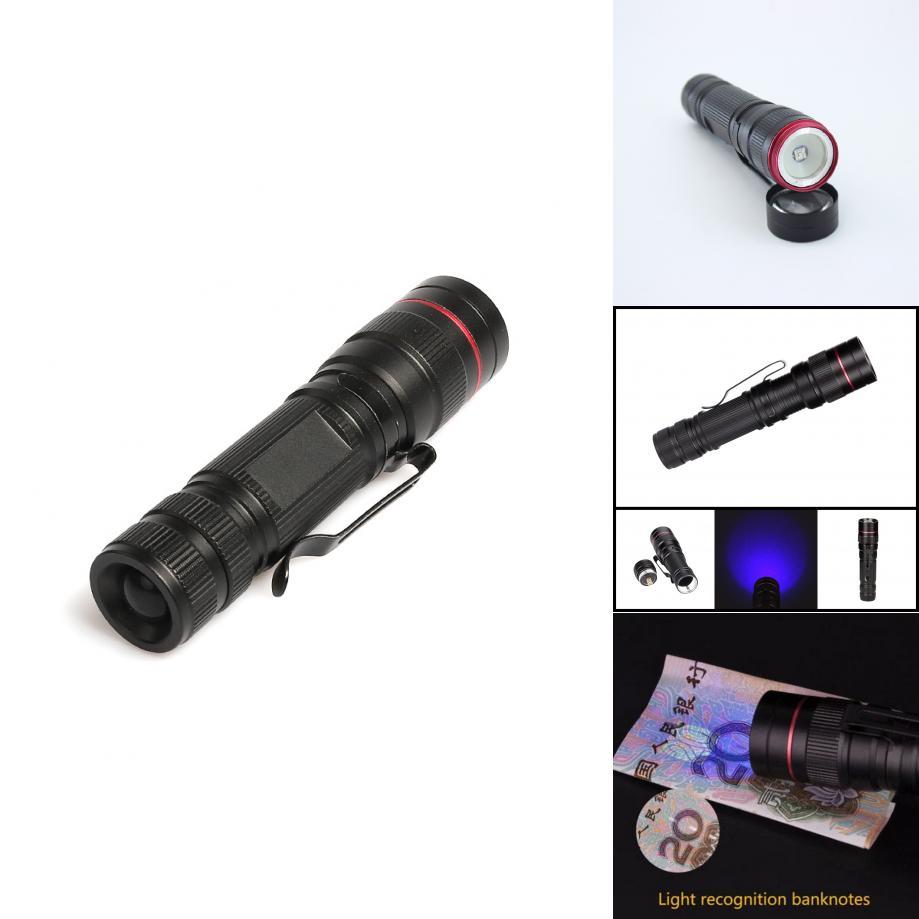 New Adjustable Led Uv Flashlight For Currency Verification Makeup Baby Items Fluorescent Detection Mini Uv Torch