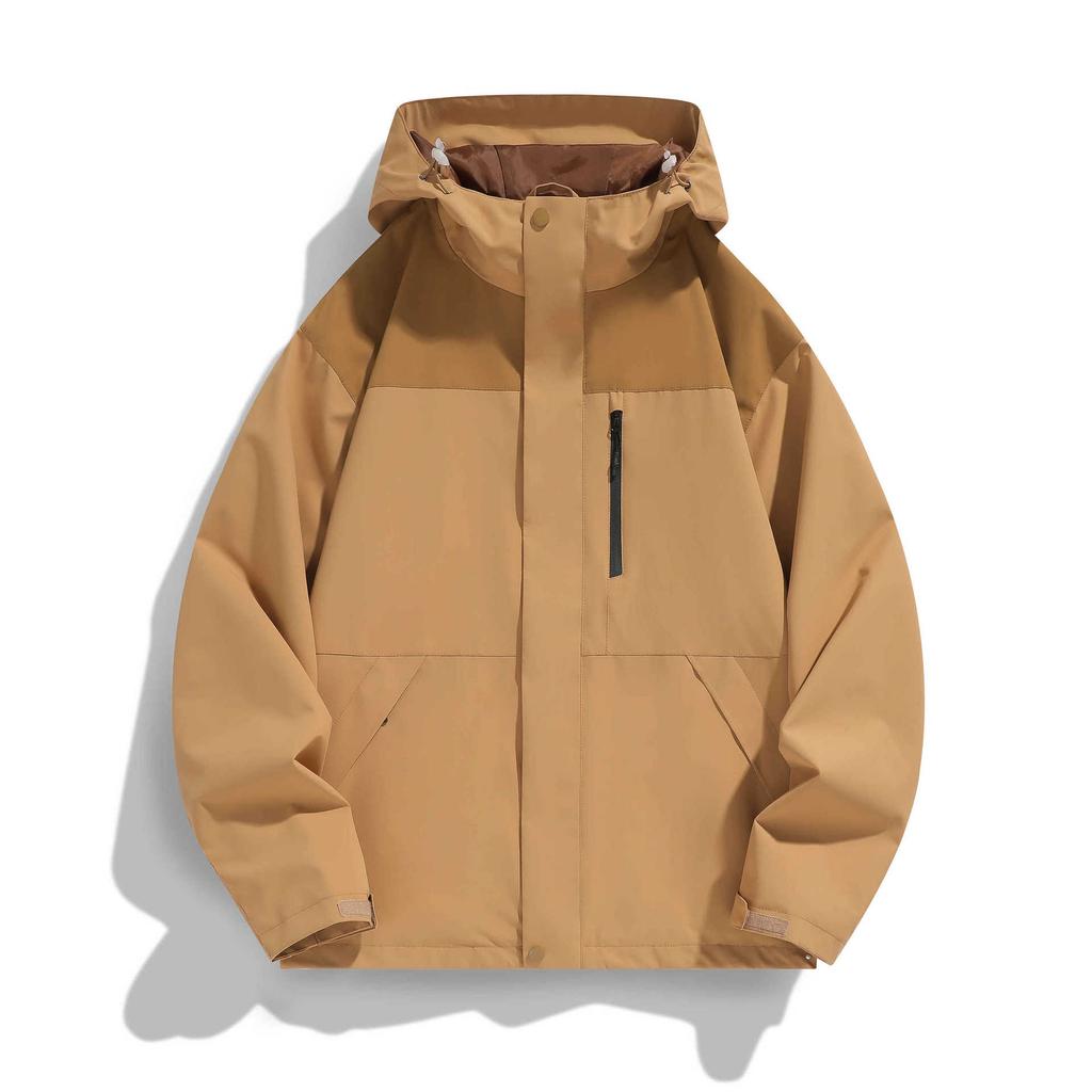 Printed Color-blocking Jacket for Men and Women The Same Style Spring and Autumn Trendy Waterproof Hooded Loose Couple Jacket for Men