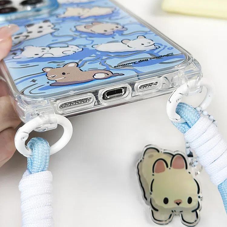 Anti-theft Lanyard Phone Case Compatible and Suitable for iPhone15 14 13 12 11promax Cartoon Small Animals