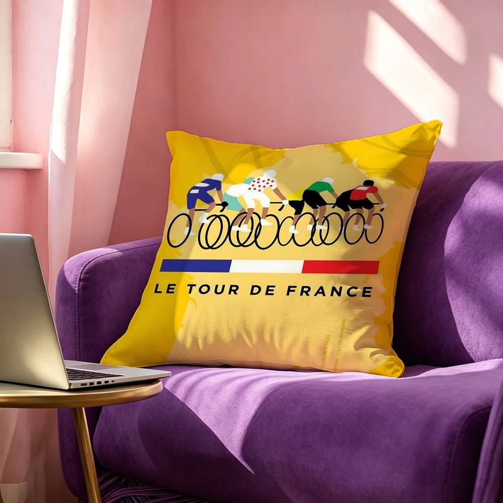 Life Movement Bike Tour De France Pillow Case Square DoubleSided Sofa Cushion Cover Bedroom Bedside Pillow