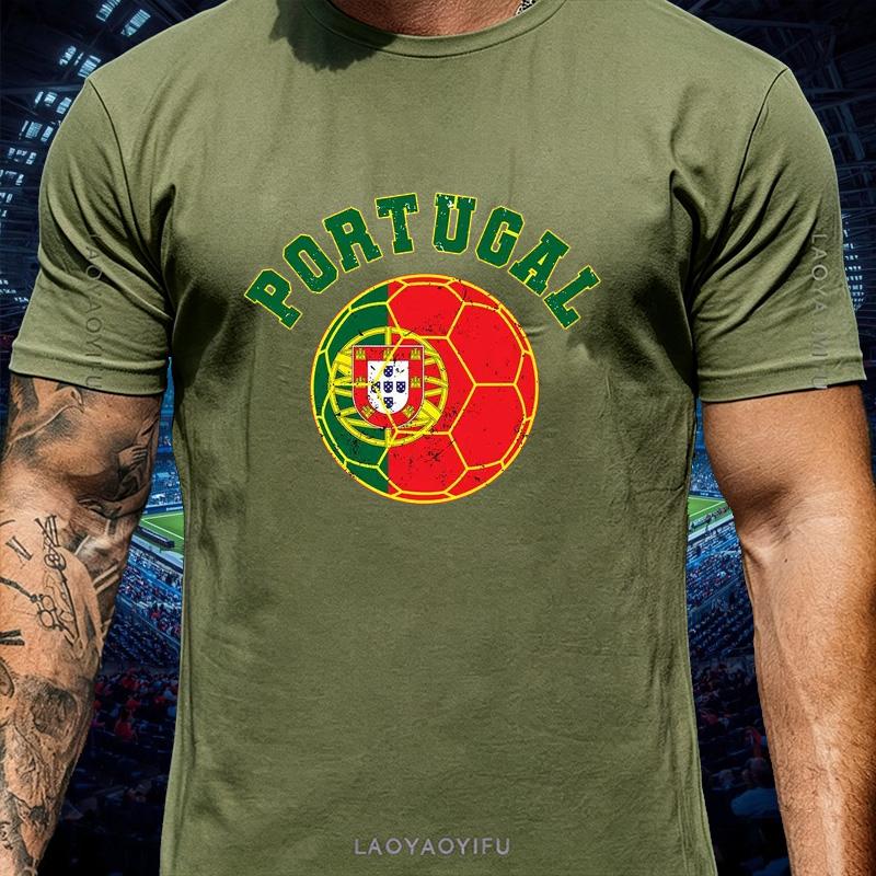 Portugal Champion Soccer T Shirt Unisex Unisex Vintage Football National Flag Emblem Print Cotton Fan Casual Short Sleeve Tee