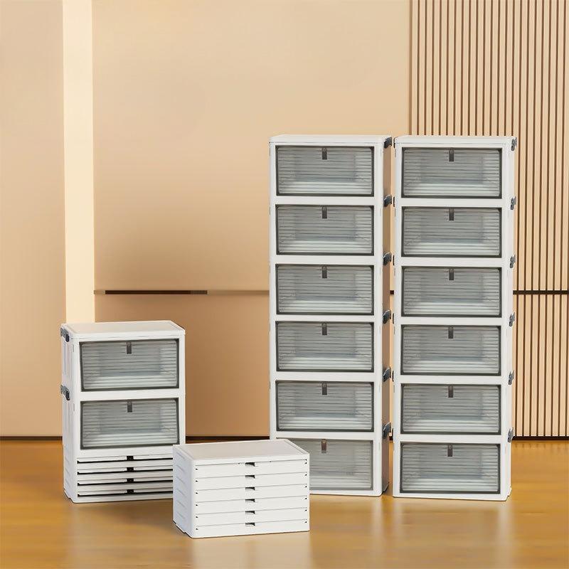 Folding Storage Box Transparent Shoe Boxes Multi Functional Living Room Organizer Case Household With Wheel Large Display Stands