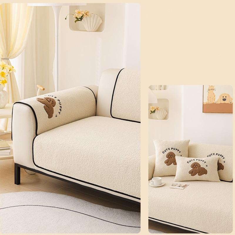 1pcs Soft Plush Sofa Protector Cartoon Cute Non Slip Machine Washable Dustproof Living Room Cover