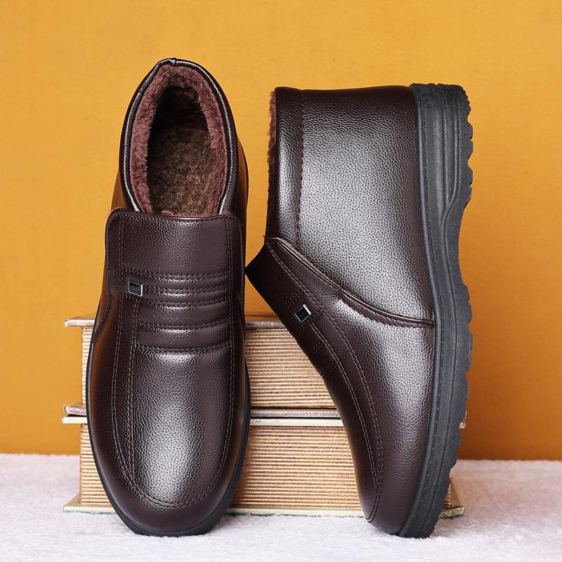 0 winter warm velvet non-slip men s casual high-top cotton shoes cotton shoes men s leather men s cotton shoes 44