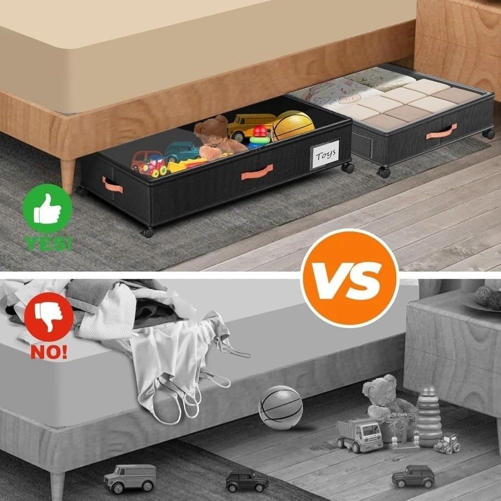 Stackable Rollable Storage Box Adjustable Closet Organizer Underbed Drawer with Wheels  Bedroom
