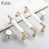 Oukali Classical Furniture Cabinet Handle Kitchen Drawer Ceramic White Handle Wardrobe Zinc Pull Handles