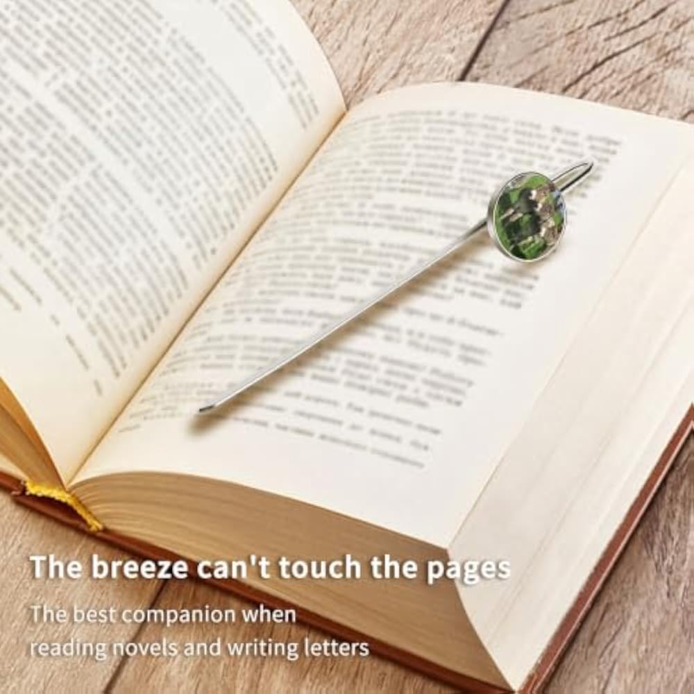 Green Prairie Donkey Stainless Steel Metal Bookmark Long Bar Page Marker with Round Ornament Read...
