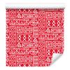 Polynesian Geometric Pattern Wallpaper Coral and Red 50x1000