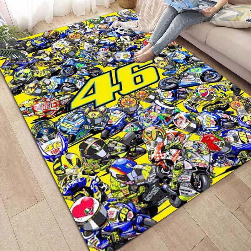 Tappetino da Pavimento Tappeto da Salotto Tappeto da Corsa Moto The Doctor Nero Giallo Pista da Corsa con Numero 46 Design Dinamico Decorazione per la Casa