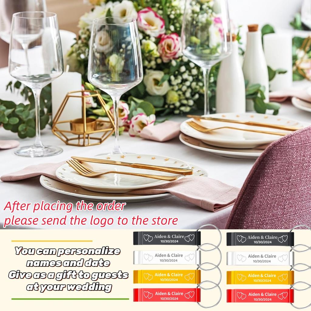25-200Pcs Bottle Opener Keychains Wedding Thank You Gifts for Guest Portable Mental Wine Beer Openers for Party Birthday Favors