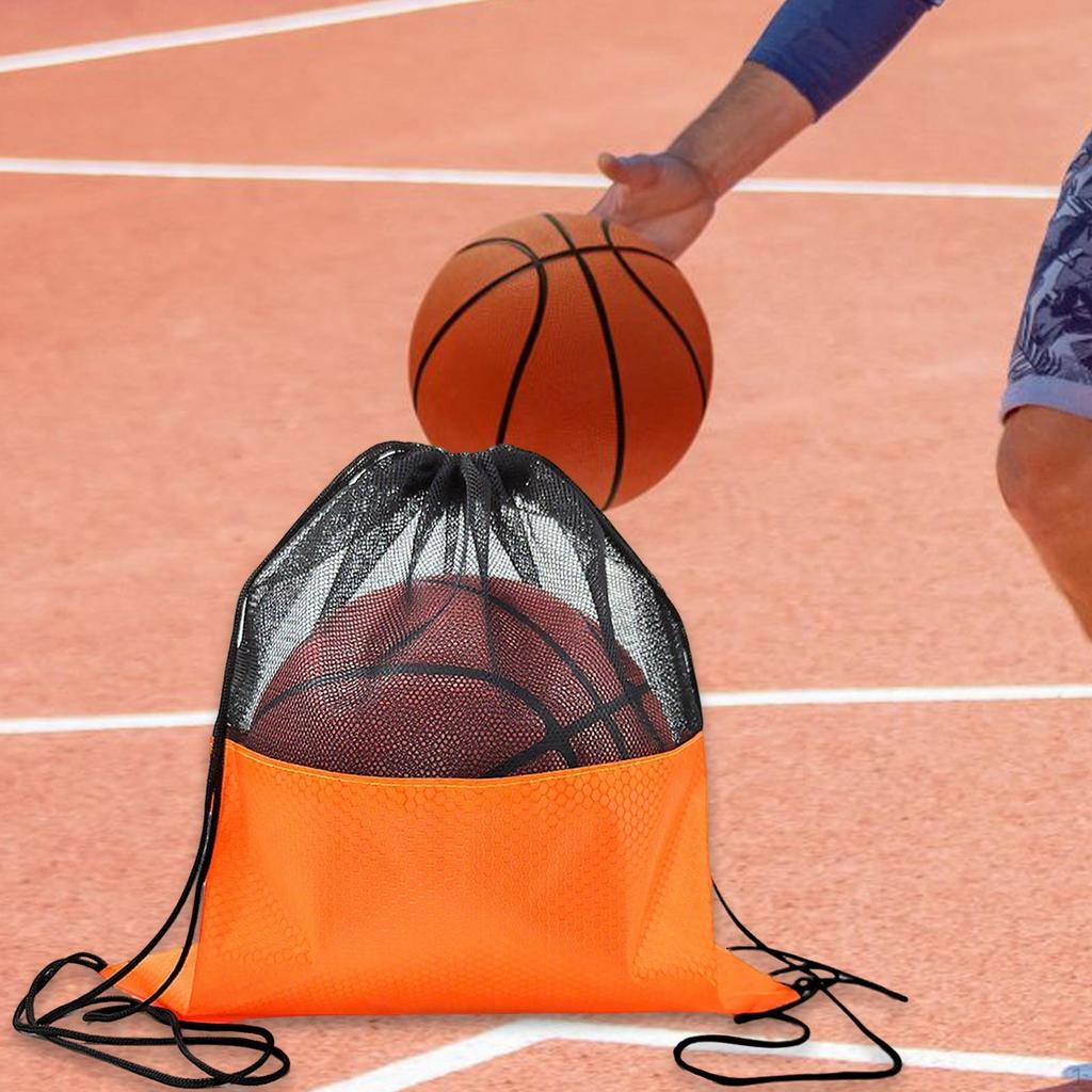 Basketball Mesh Bag Drawstring Backpack Oxford Cloth for Football Soccer