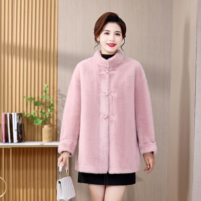 Mom's New Winter Clothing Imitation Mink Velvet Jacket Medium Old Girl Fur Integrated Medium Coat