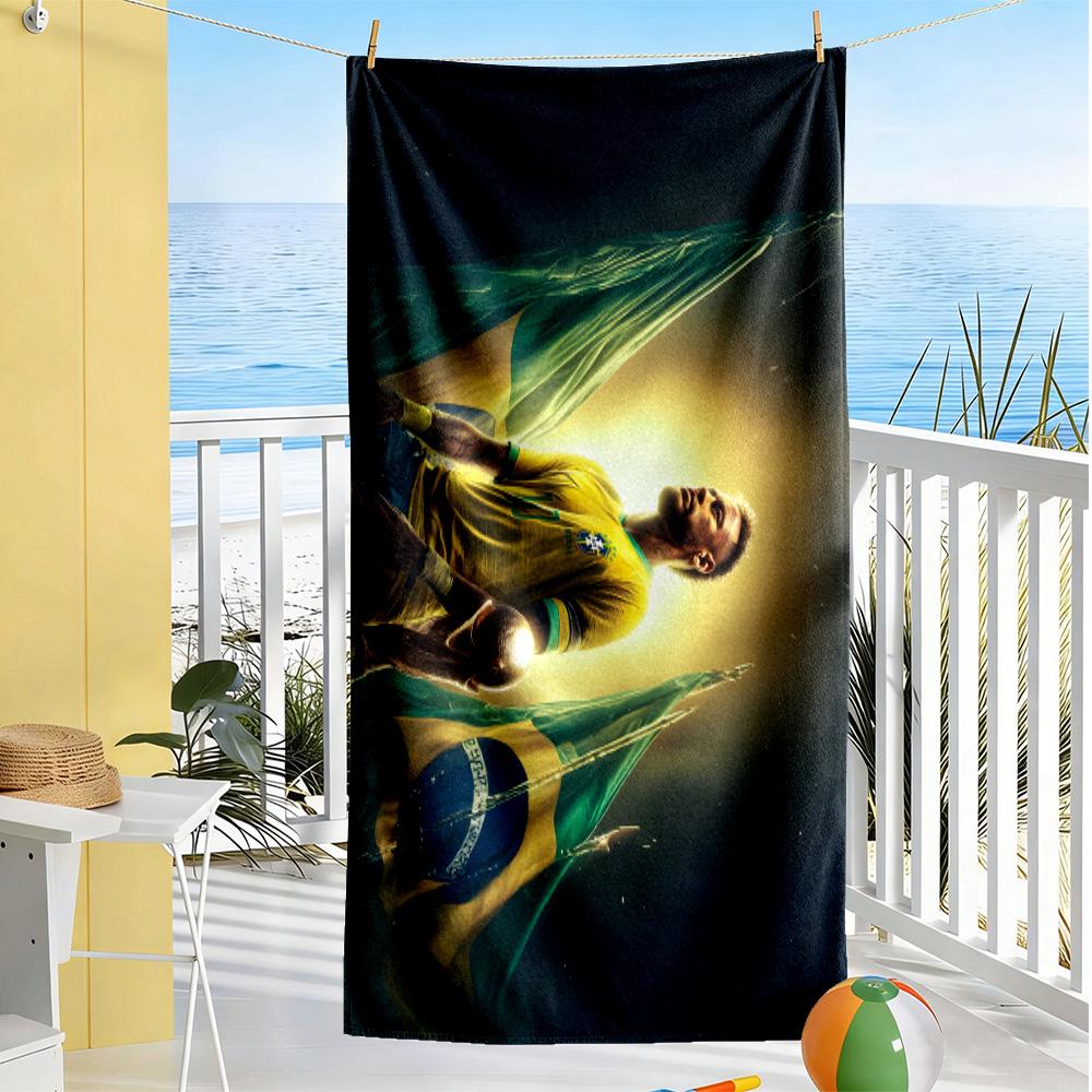 Asciugamano da Spiaggia Leggenda del Calcio Brasiliano Morbido Resistente Asciugatura Rapida Confortevole Leggero Portatile per Nuoto, Spiaggia, Campeggio, Viaggio, Accessori da Spiaggia,Gy