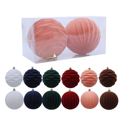 Neue beflockte Weihnachtskugel Anhänger 10cm DIY Weihnachtsbaumschmuck Einfarbig Weihnachtszubehör Partydekoration