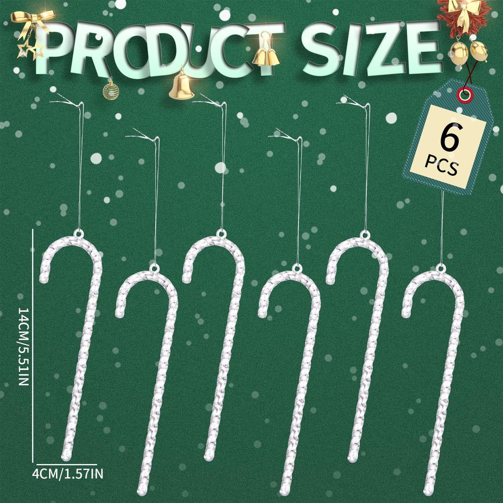 Colorful Acrylic Candy Cane Ornaments - Christmas Tree Icicle Pendants