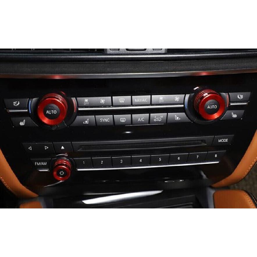 2011-17 For BMW 5 Series Console Air Conditioner Button Knob Cover Red Aluminum