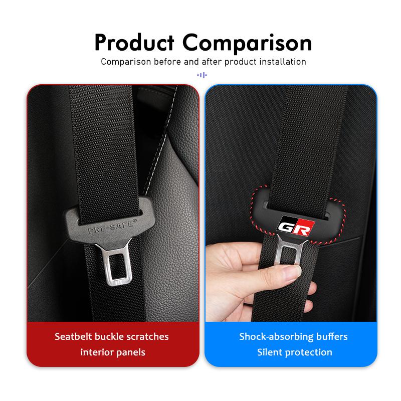 MZD1  For Toyota Car Seat Belt Buckle Plug Leather Car Seat Belt Clip Protective Covers Crown GR Corolla YARIS Auris C-HR Hilux Vios